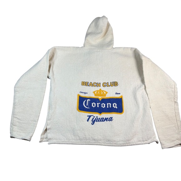 Corona Other - Corona Beach Club Tijuana Baja Hoodie Mens Large Cream Woven Jerga Pullover